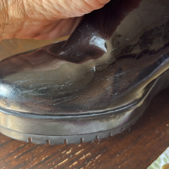 Coach Cantina black quilted patent wedge platform winter boots mid calf 8B - Picture 14 of 15